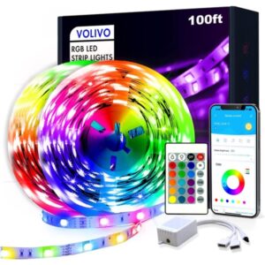 VOLIVO 100ft RGB Led Strip Lights, Color Changing Led Light Strips Kit