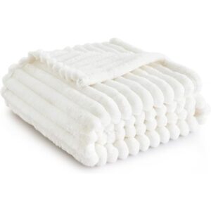 Bedsure White Throw Blanket for Couch - GentleSoft Cozy Soft Blankets for Women