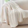 BEDELITE Fleece Throw Blanket for Couch - 300GSM Soft & Warm Fluffy Cream White Blanket