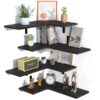 Upsimples Corner Floating Shelves Set of 4, Wood Corner Shelf for Wall Decor Storage